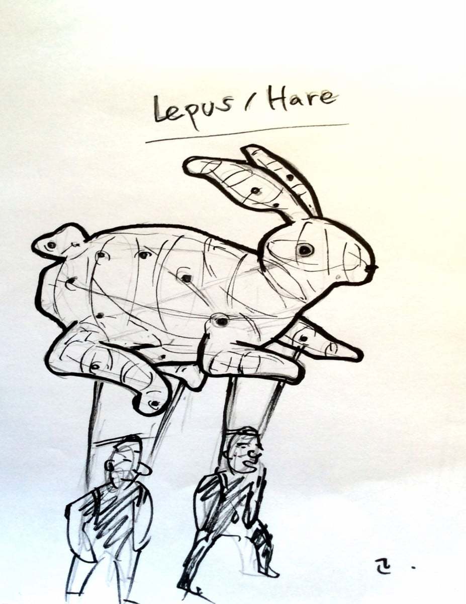 drawing of hare lantern